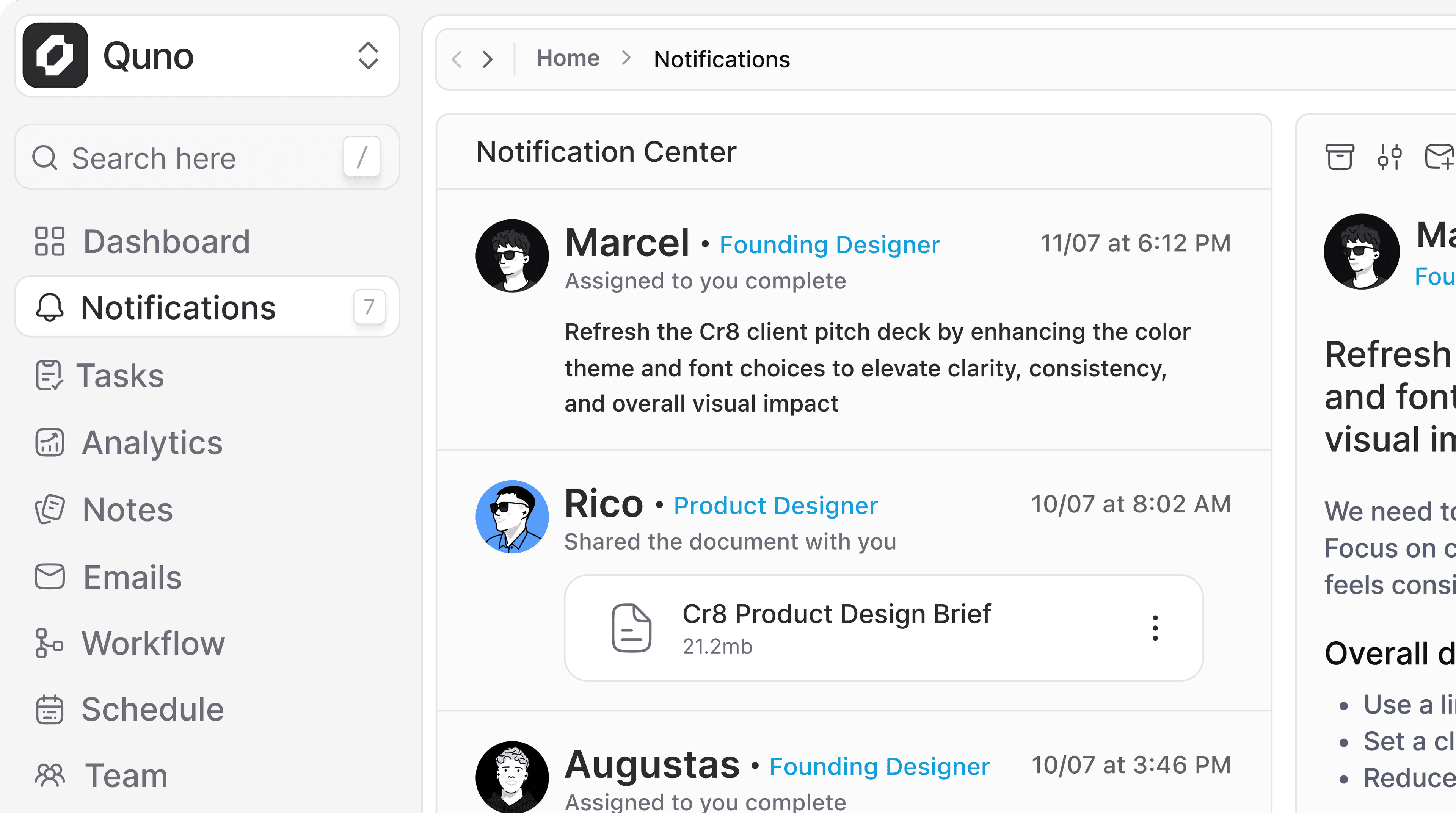 Work Sample – Notifications Dashboard