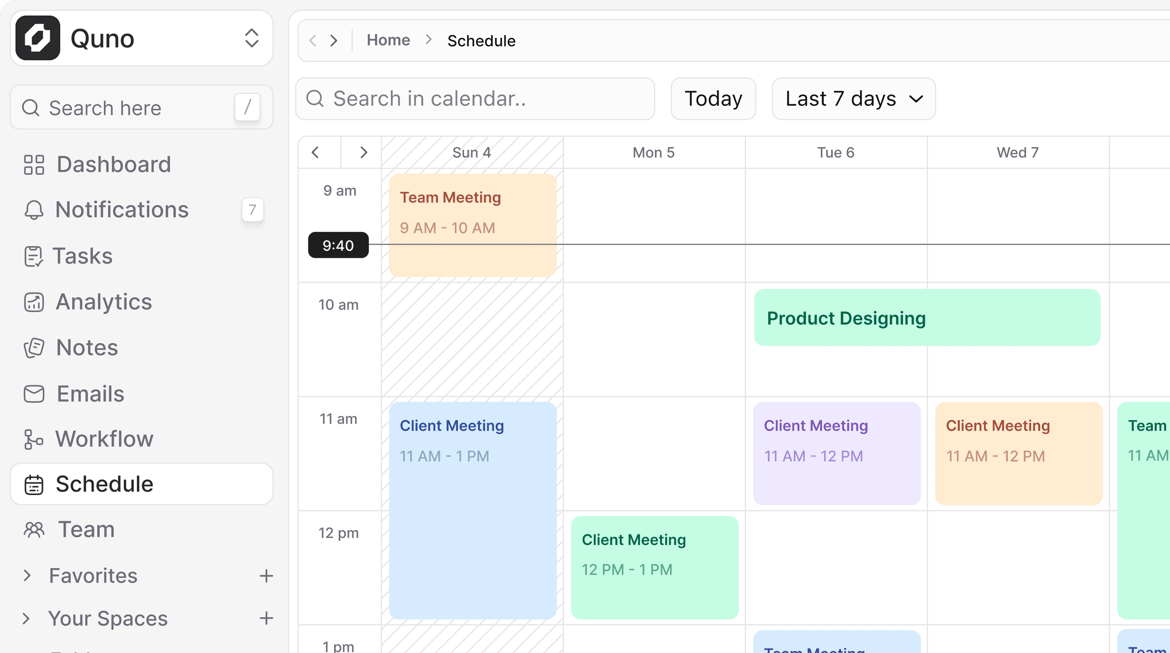 Work Sample – Schedule Calendar