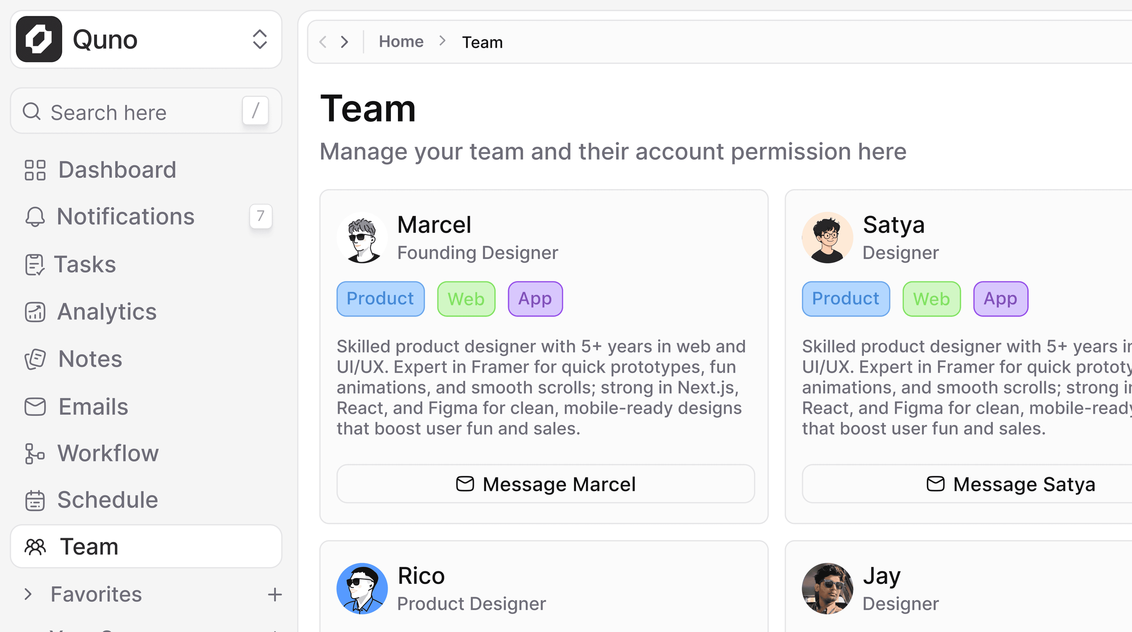 Work Sample – Team Management